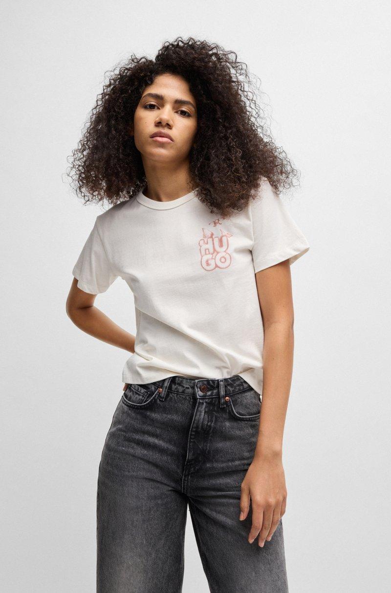 Hugo Boss Camiseta De Algodón Con Estampado Gráfico De La Temporada