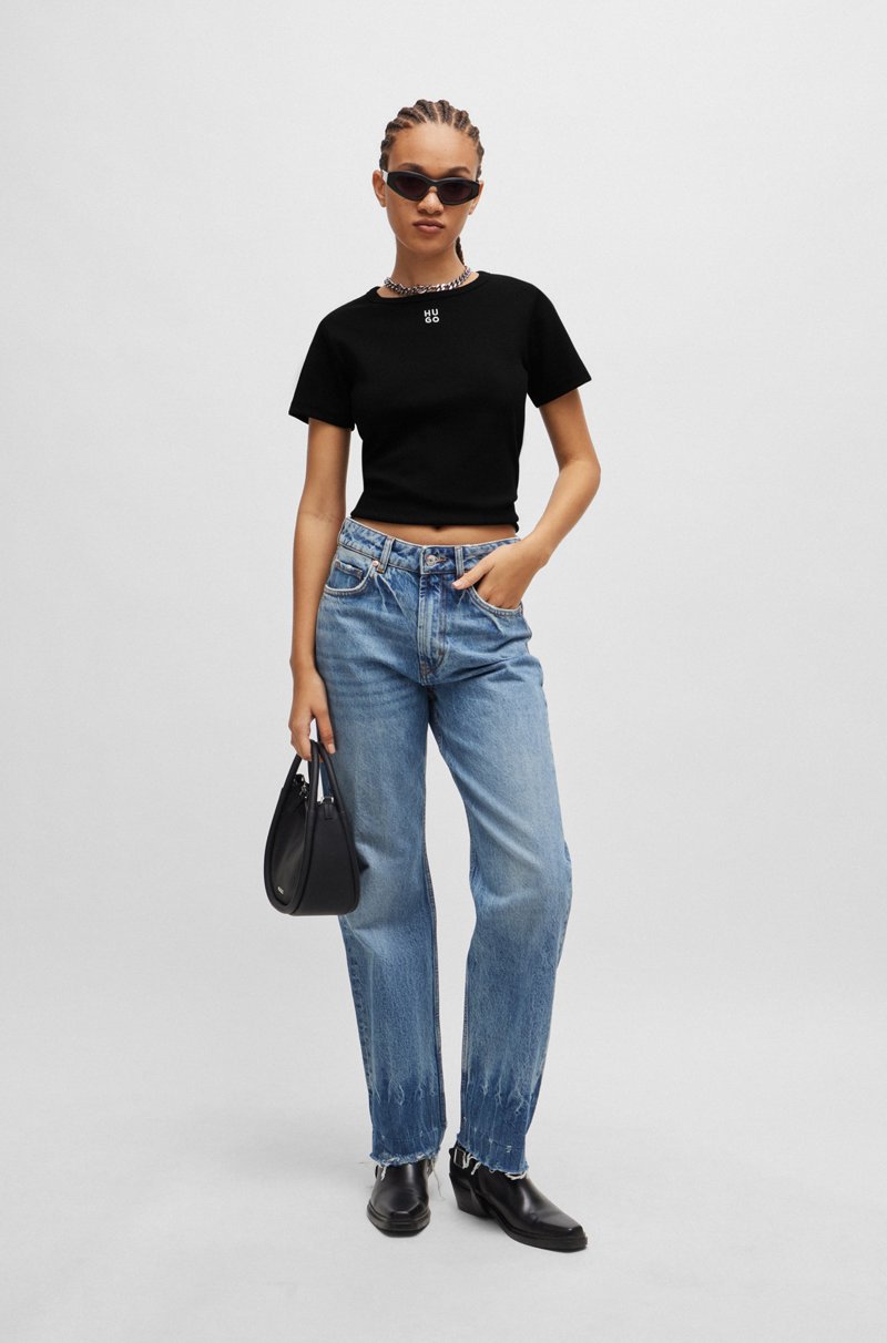 Hugo Boss Camiseta De Algodón Con Logo Apilado Bordado