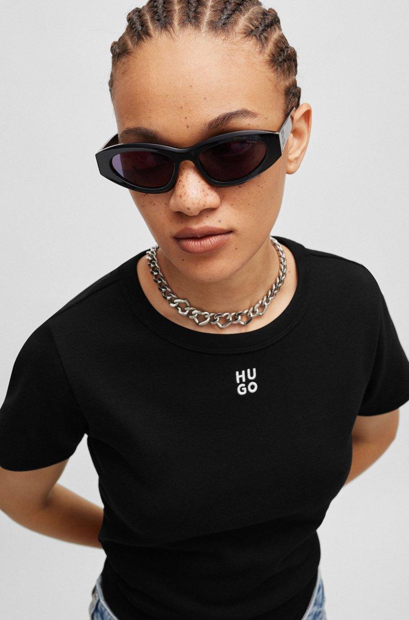 Hugo Boss Camiseta De Algodón Con Logo Apilado Bordado