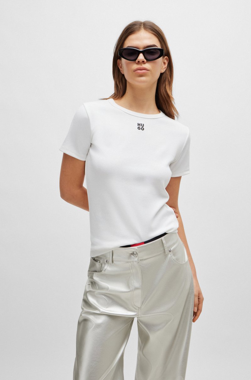 Hugo Boss Camiseta De Algodón Con Logo Apilado Bordado