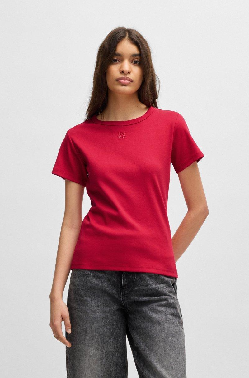 Hugo Boss Camiseta de algodón con logo apilado bordado