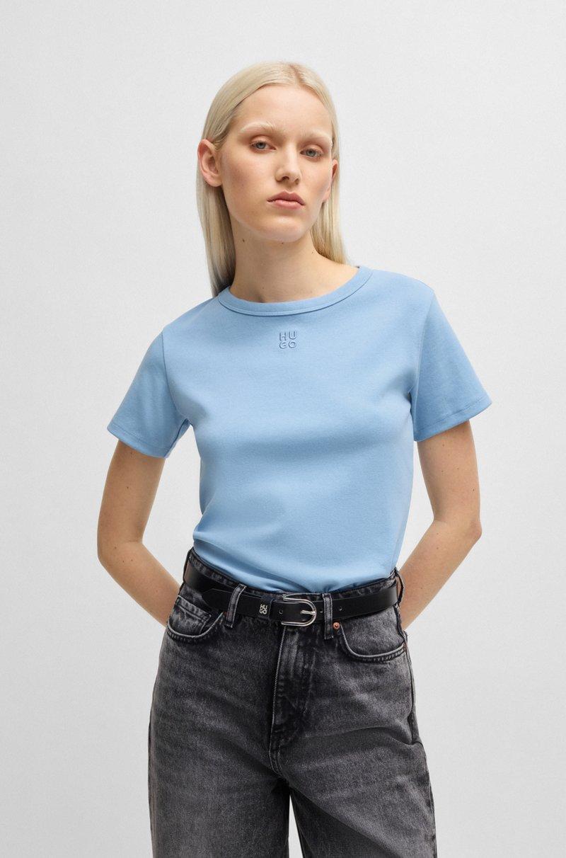 Hugo Boss Camiseta de algodón con logo apilado bordado
