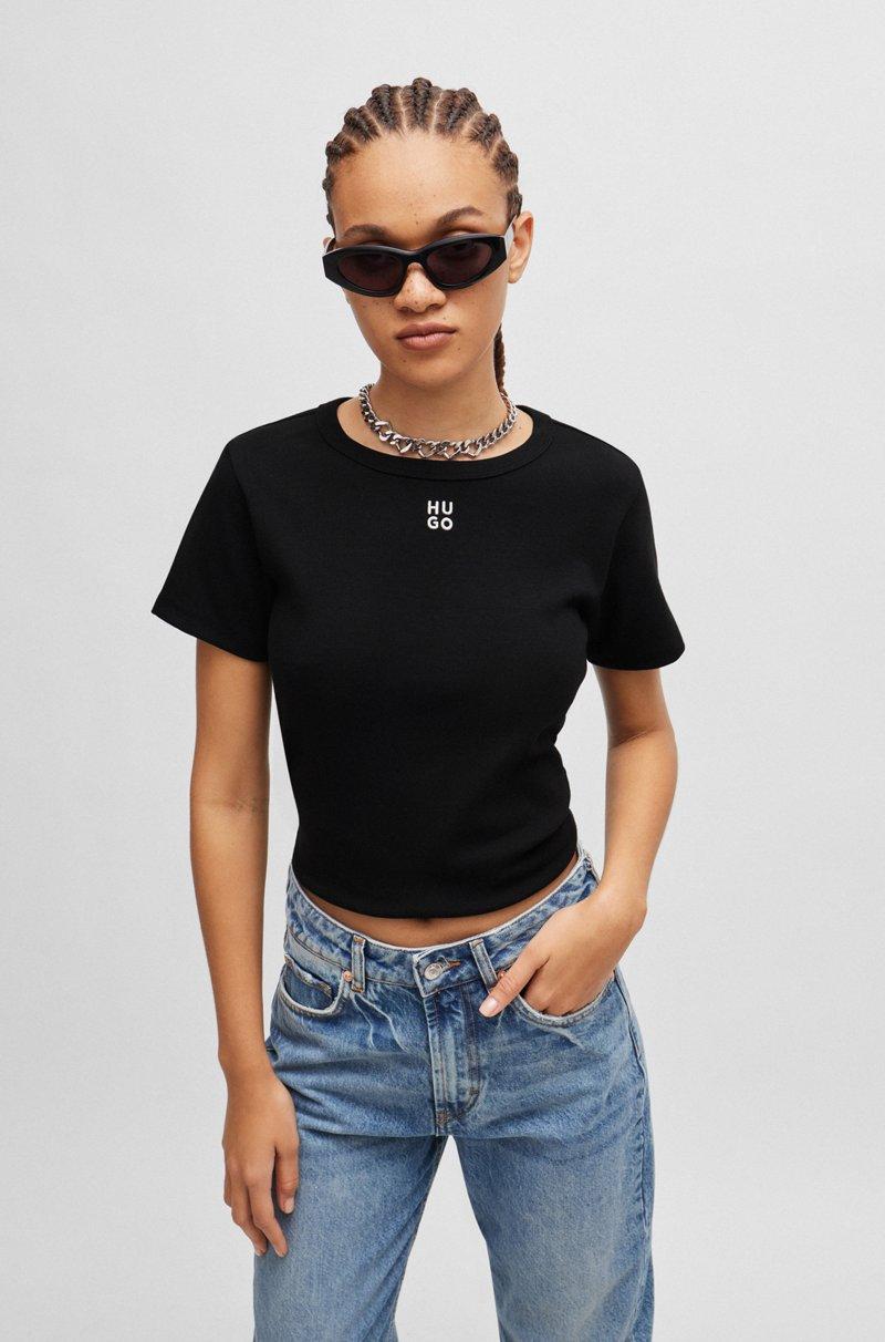 Hugo Boss Camiseta de algodón con logo apilado bordado