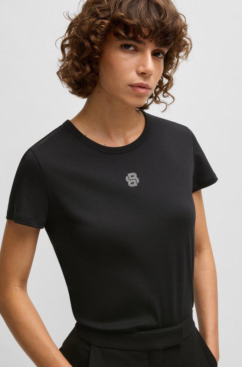 Hugo Boss Camiseta De Algodón Con Monograma Double B Adornado Con Cristales