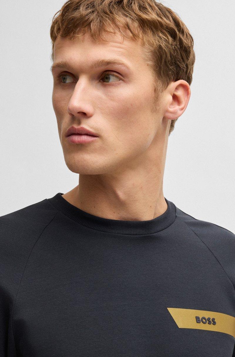 Hugo Boss Camiseta De Algodón Elástico Con Detalle De Logo