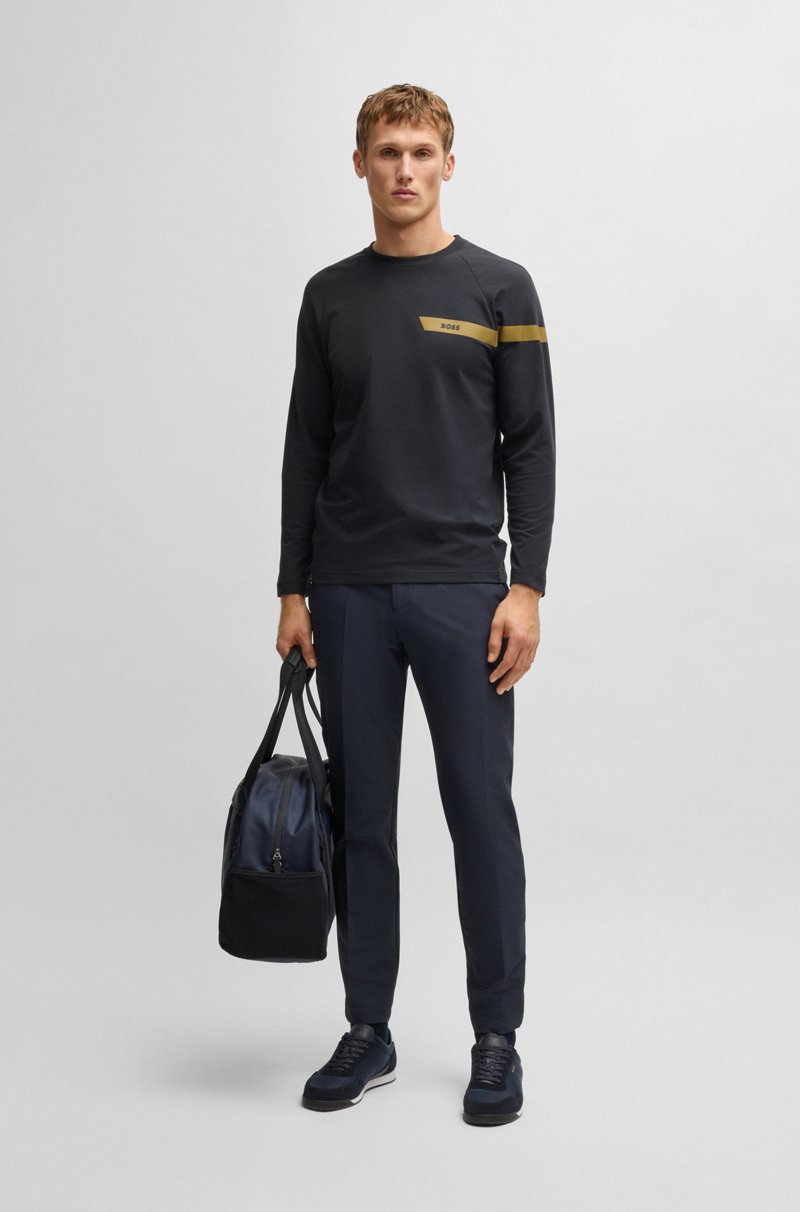 Hugo Boss Camiseta De Algodón Elástico Con Detalle De Logo