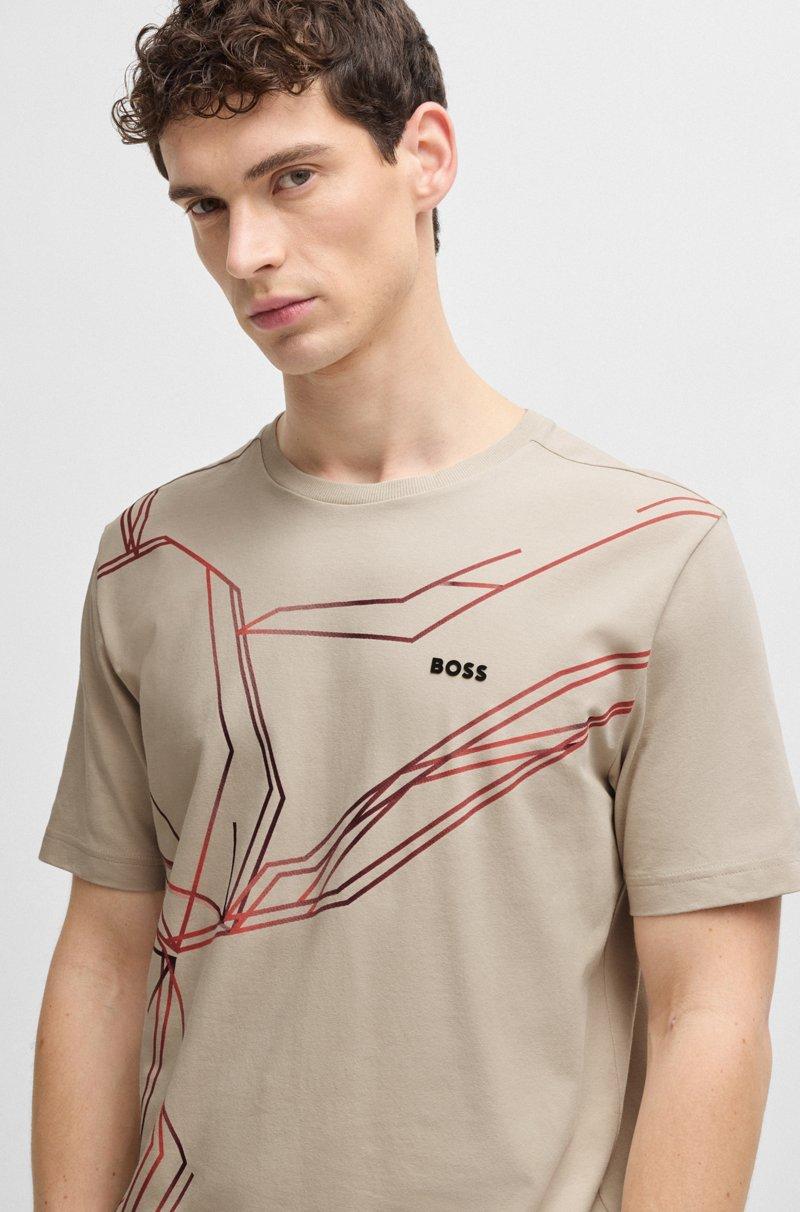 Hugo Boss Camiseta De Algodón Elástico Con Estampado Degradado