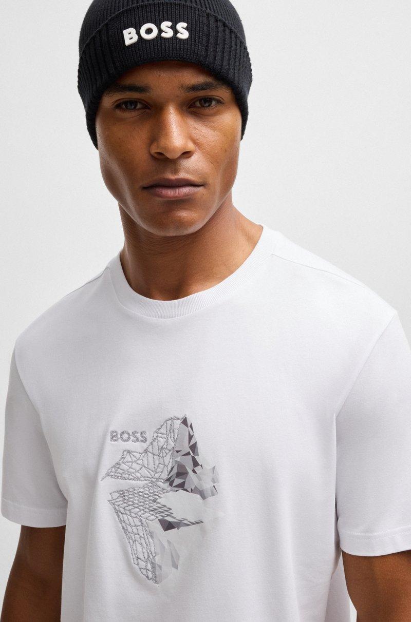 Hugo Boss Camiseta De Algodón Elástico Con Ilustración Estampada Y Bordada