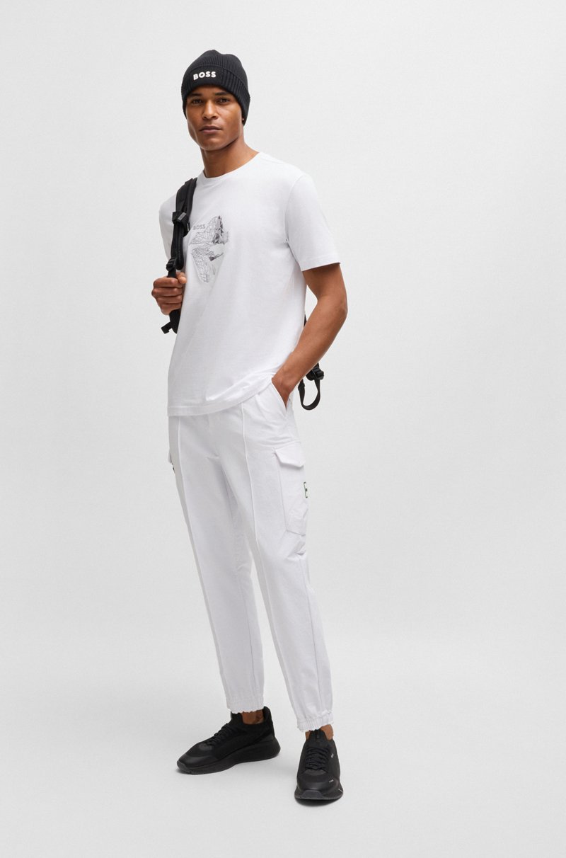 Hugo Boss Camiseta De Algodón Elástico Con Ilustración Estampada Y Bordada