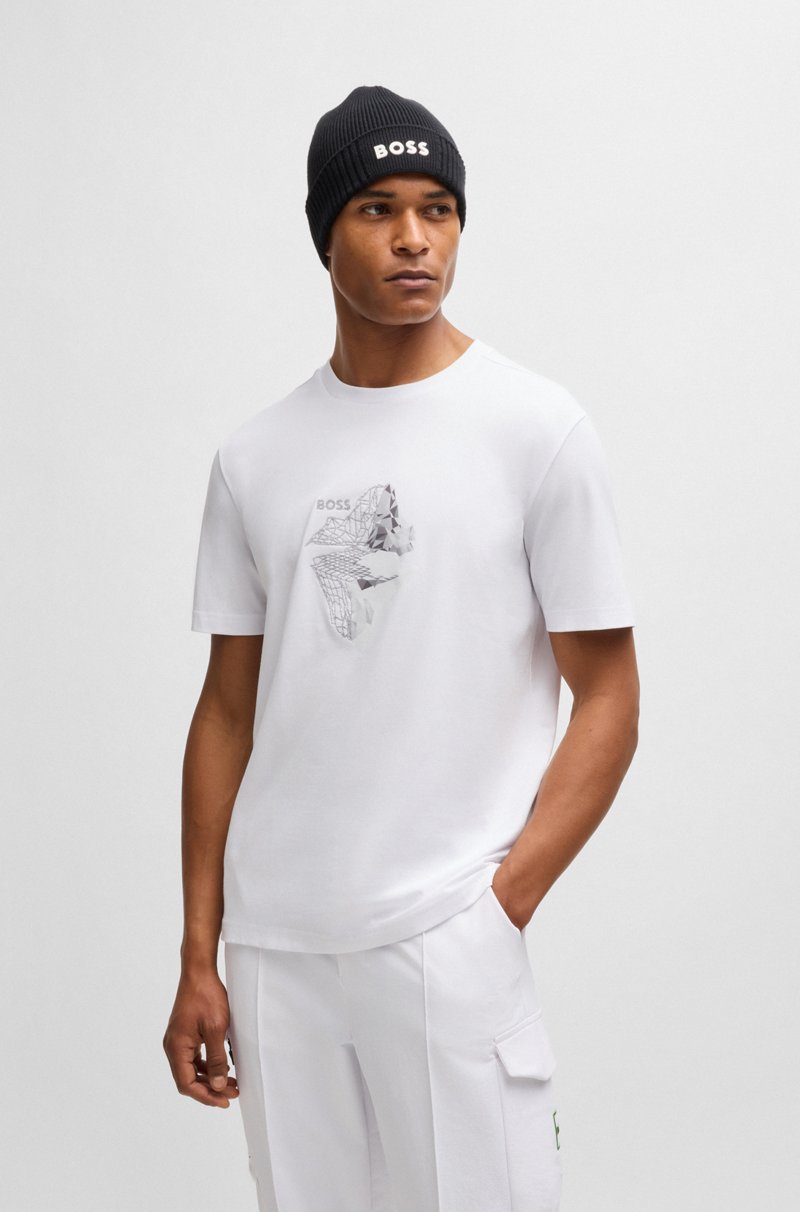 Hugo Boss Camiseta de algodón elástico con ilustración estampada y bordada