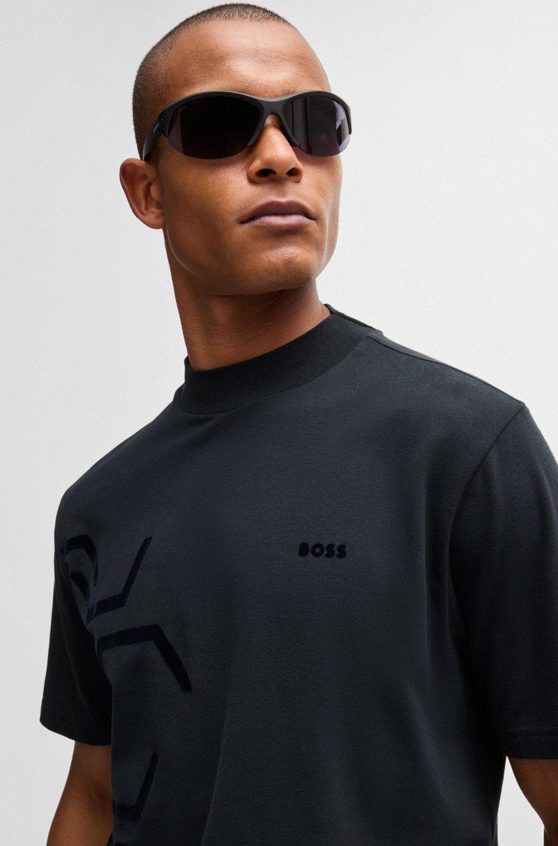 Hugo Boss Camiseta De Algodón Elástico Con Ilustración Gráfica Hexagonal