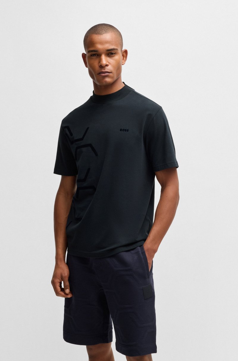 Hugo Boss Camiseta de algodón elástico con ilustración gráfica hexagonal