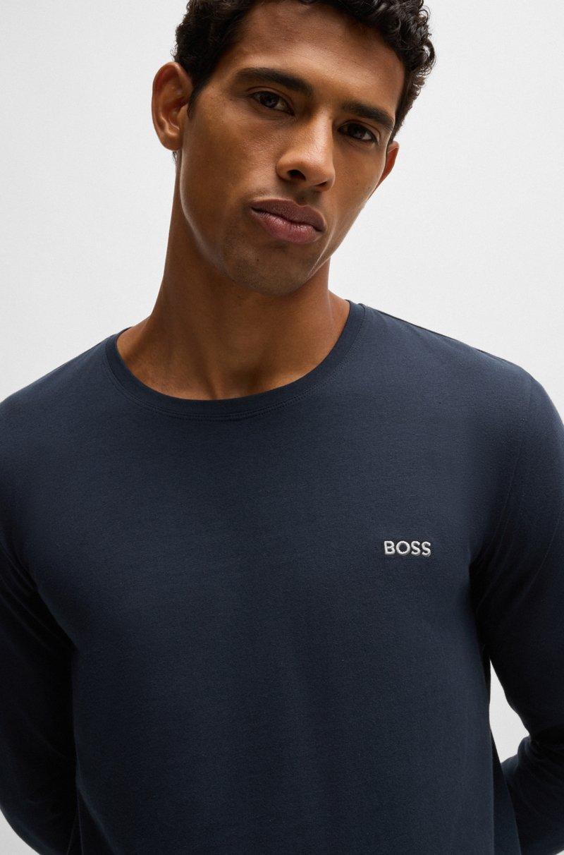 Hugo Boss Camiseta De Algodón Elástico Con Logo Bordado
