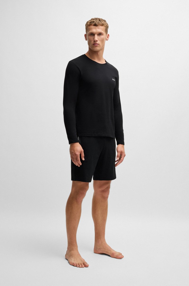 Hugo Boss Camiseta De Algodón Elástico Con Logo Bordado