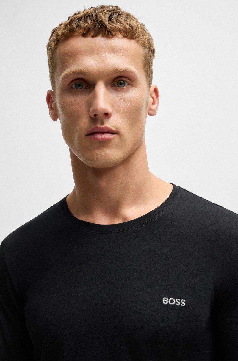 Hugo Boss Camiseta De Algodón Elástico Con Logo Bordado