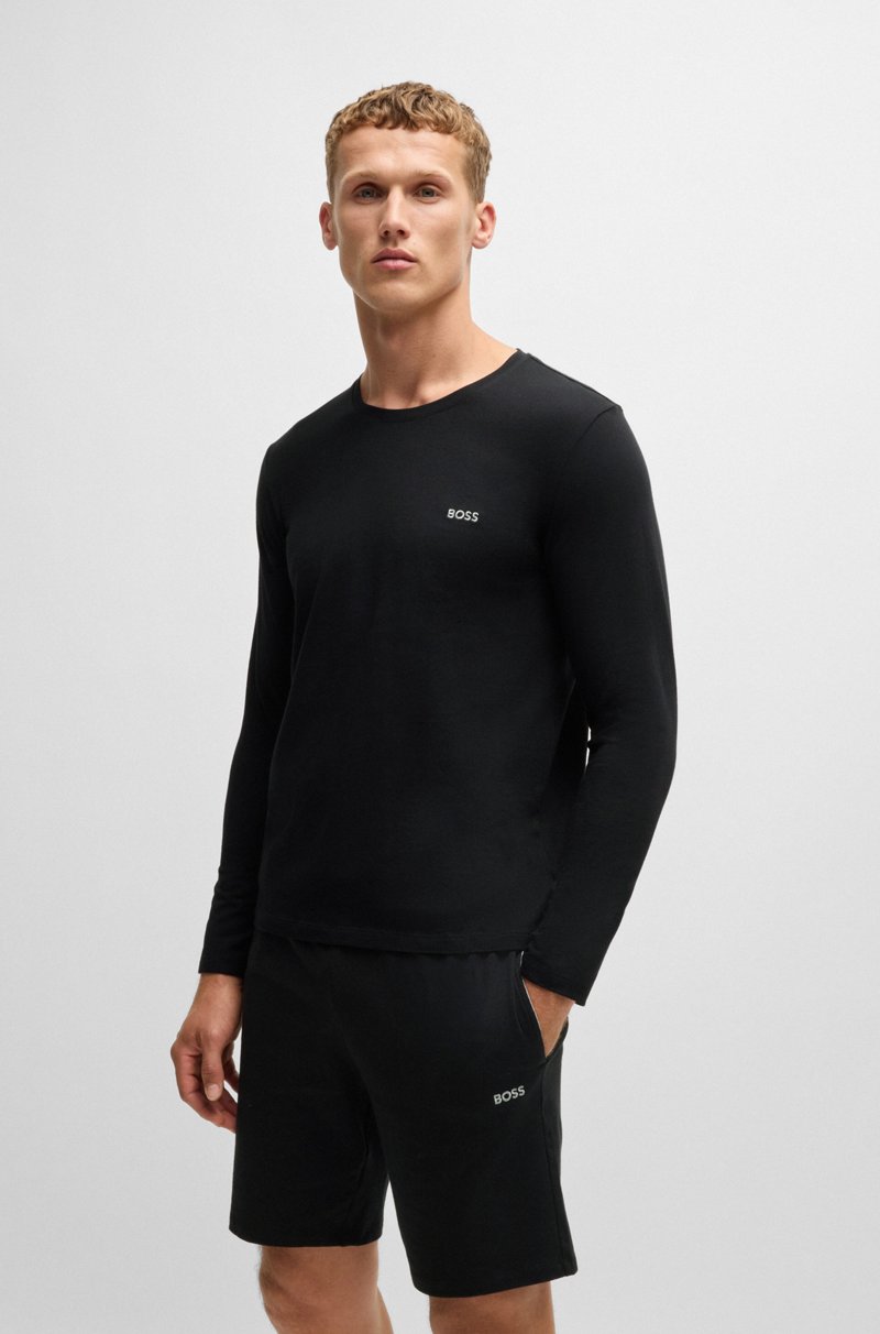 Hugo Boss Camiseta de algodón elástico con logo bordado