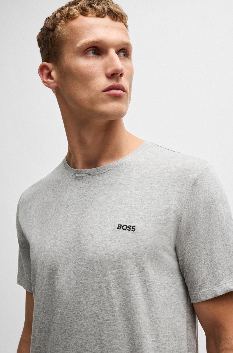 Hugo Boss Camiseta De Algodón Elástico Con Logo Bordado