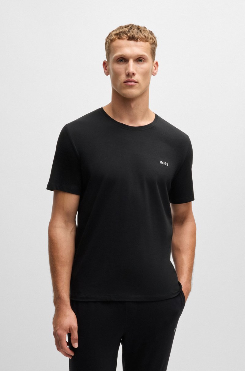 Hugo Boss Camiseta de algodón elástico con logo bordado