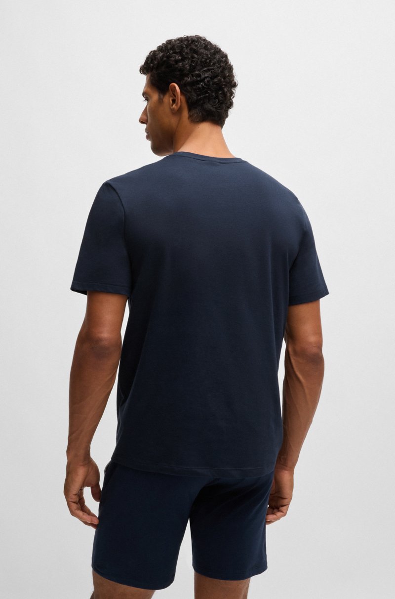 Hugo Boss Camiseta De Algodón Elástico Con Logo Bordado