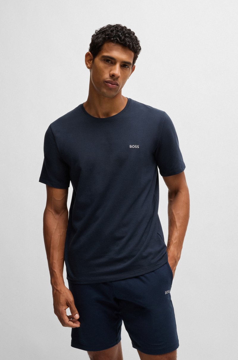 Hugo Boss Camiseta de algodón elástico con logo bordado