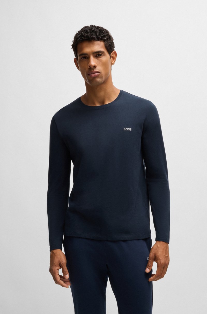 Hugo Boss Camiseta de algodón elástico con logo bordado