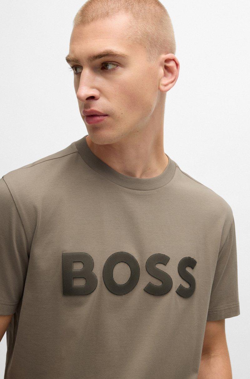 Hugo Boss Camiseta De Algodón Elástico Con Logo Grande