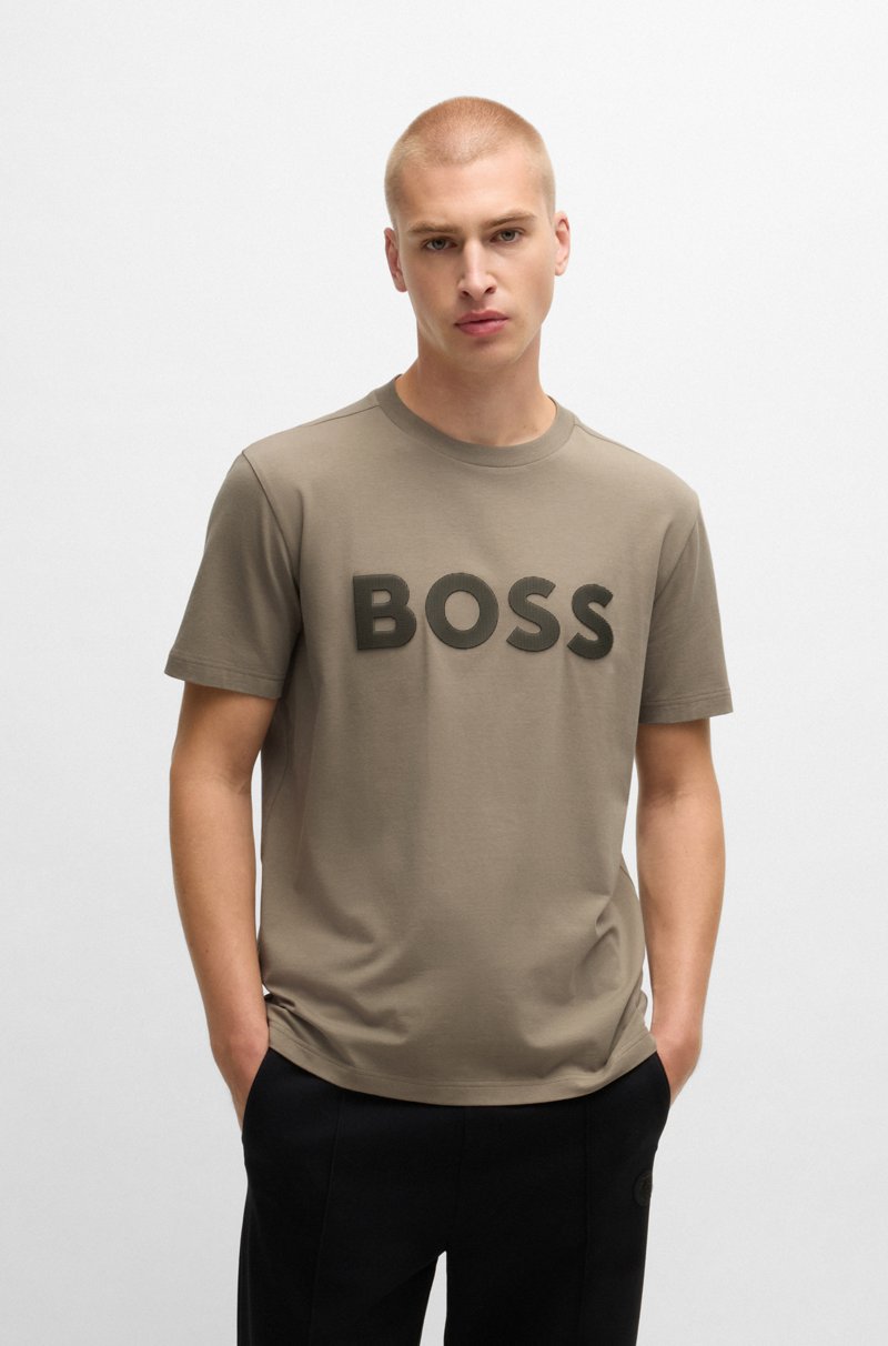 Hugo Boss Camiseta de algodón elástico con logo grande