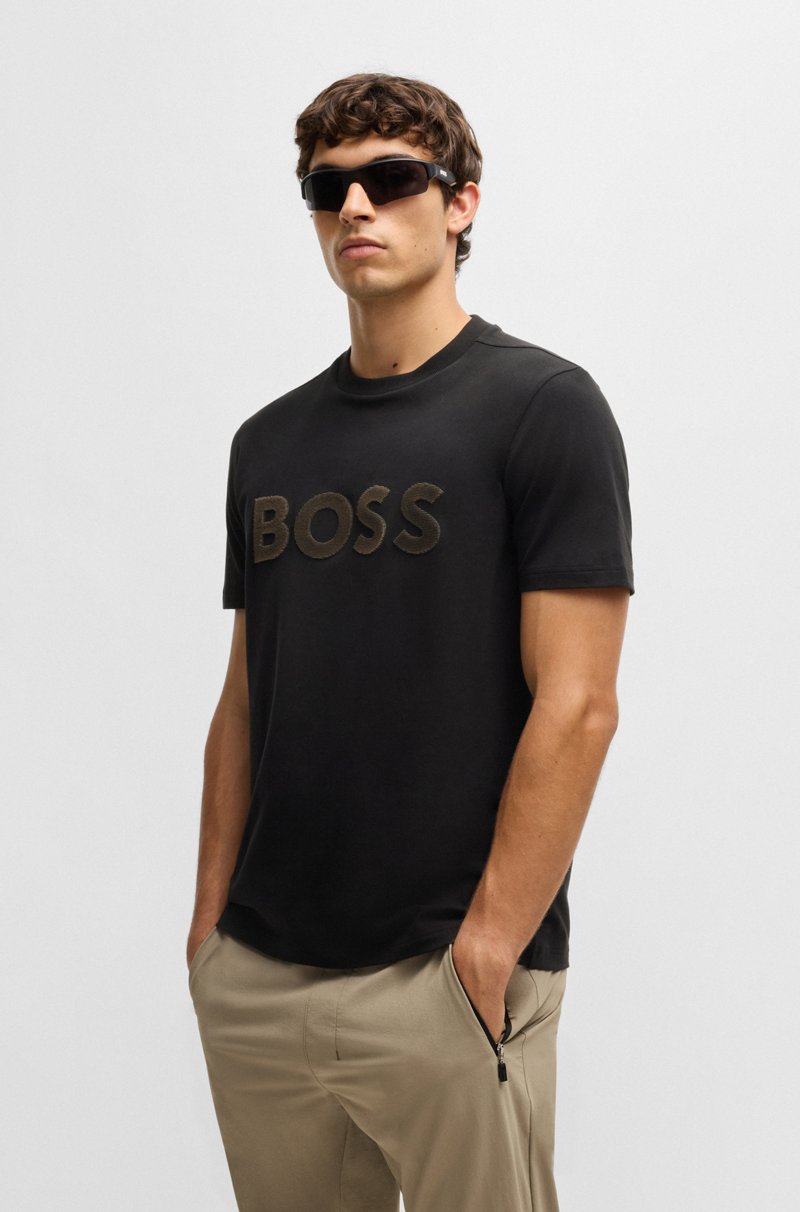 Hugo Boss Camiseta de algodón elástico con logo grande