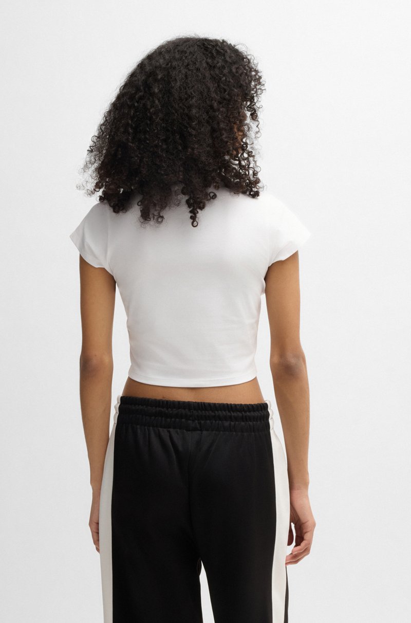 Hugo Boss Camiseta De Algodón Elástico Con Logo Tachonado De Cristales