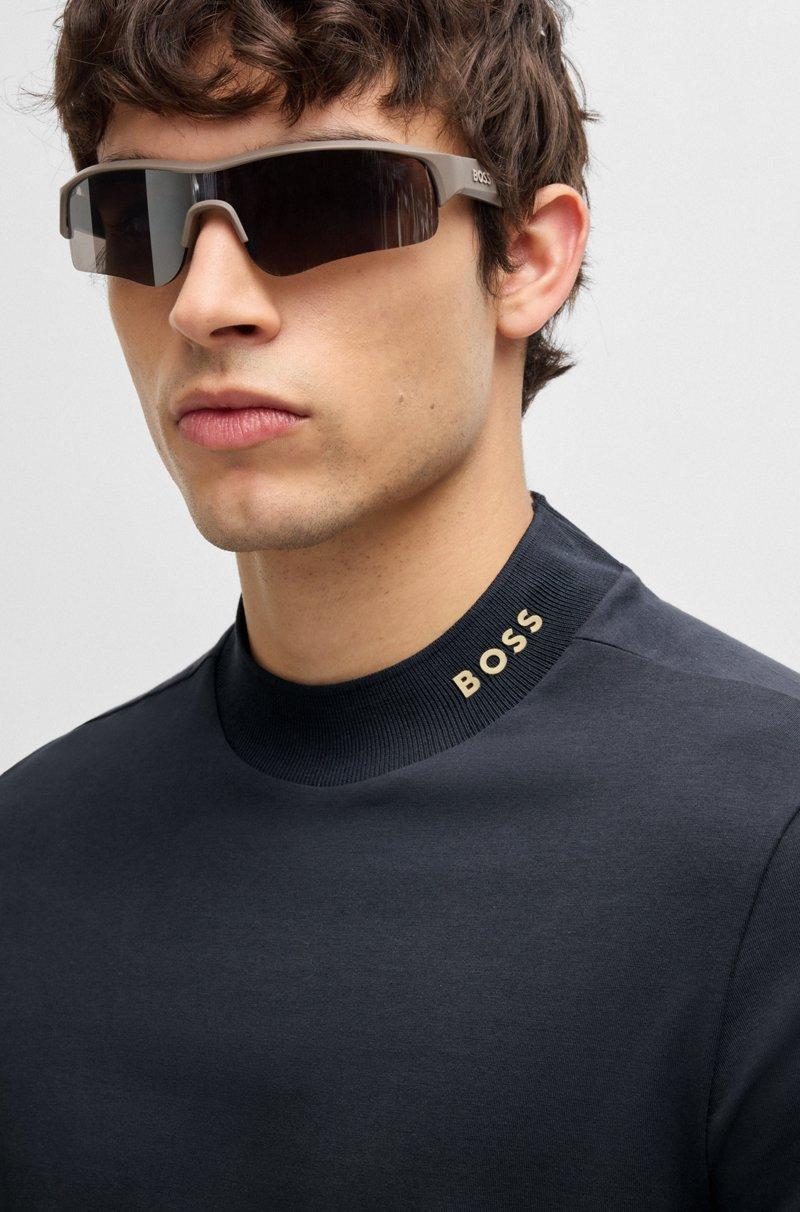 Hugo Boss Camiseta De Algodón Elástico Con Logotipo En El Cuello