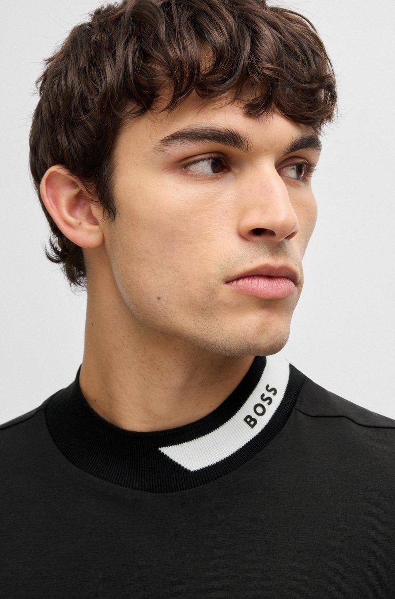 Hugo Boss Camiseta De Algodón Elástico Con Logotipo En El Cuello