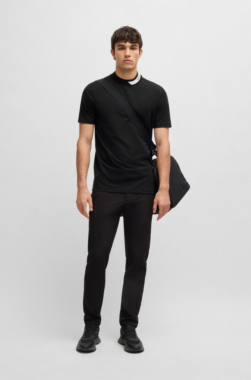 Hugo Boss Camiseta De Algodón Elástico Con Logotipo En El Cuello