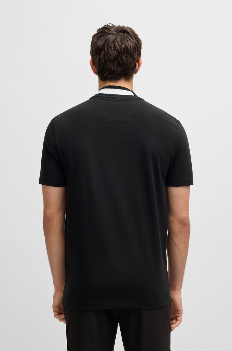 Hugo Boss Camiseta De Algodón Elástico Con Logotipo En El Cuello