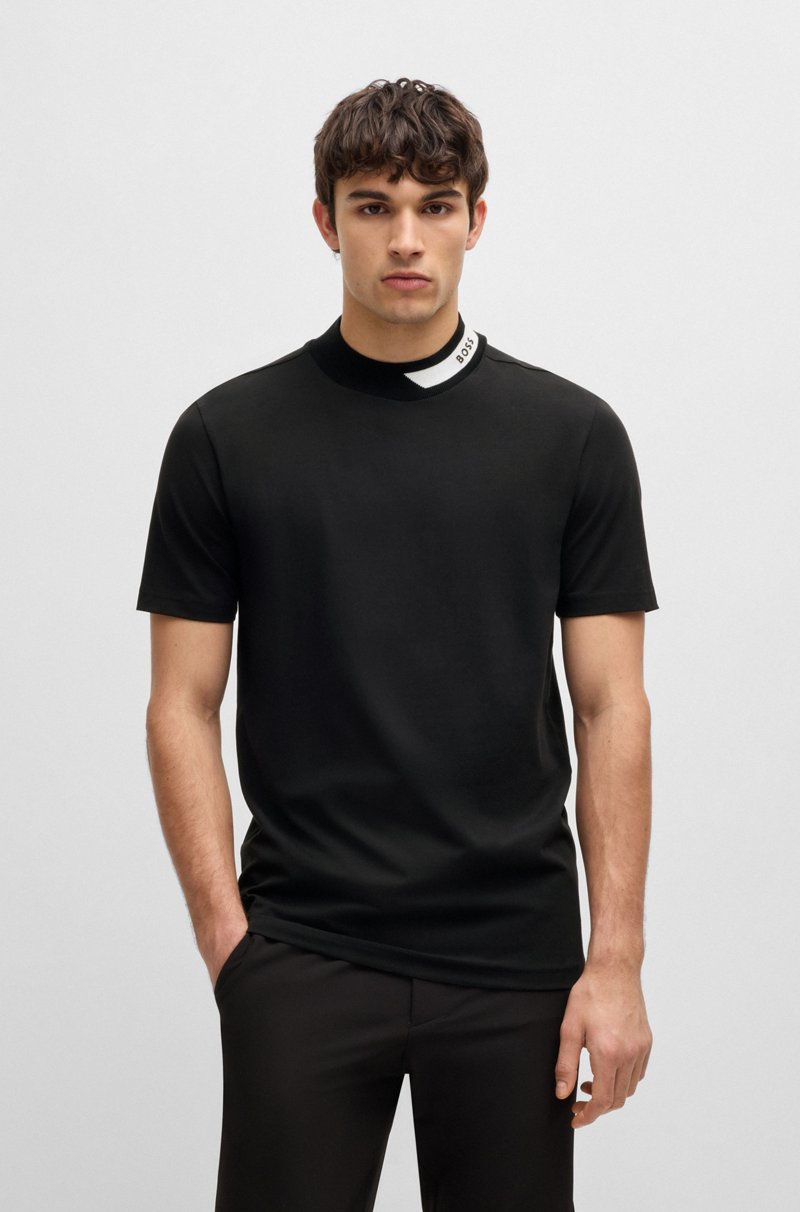 Hugo Boss Camiseta de algodón elástico con logotipo en el cuello