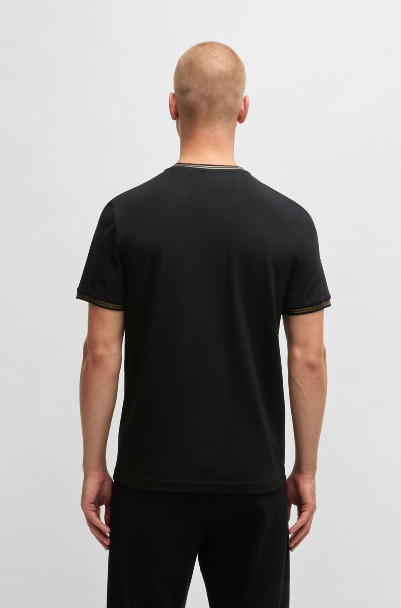 Hugo Boss Camiseta De Algodón Elástico Con Rayas Y Logotipo