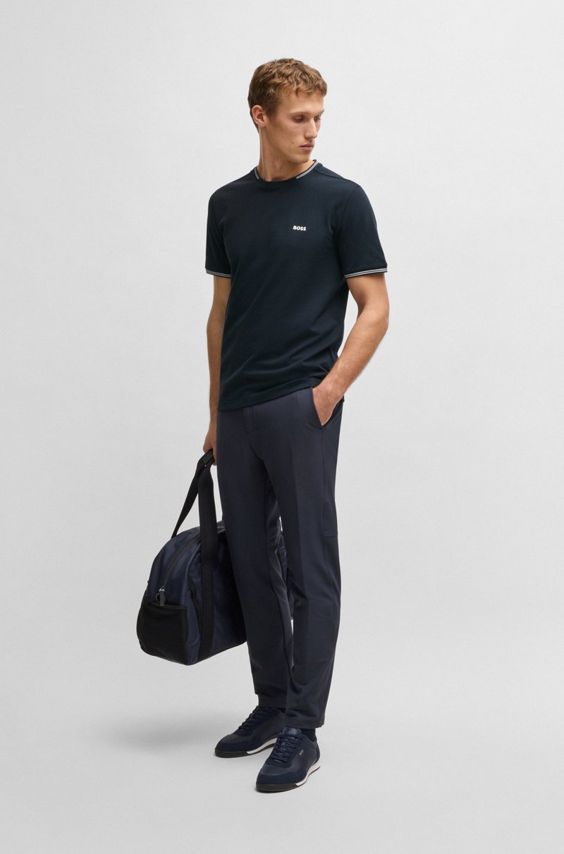 Hugo Boss Camiseta De Algodón Elástico Con Rayas Y Logotipo