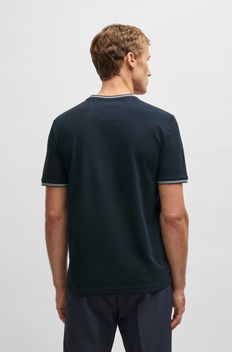Hugo Boss Camiseta De Algodón Elástico Con Rayas Y Logotipo