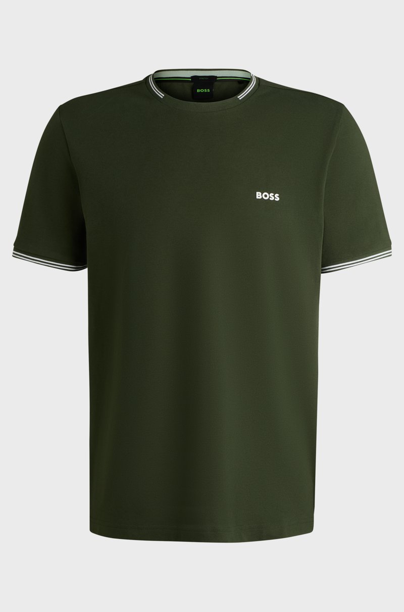 Hugo Boss Camiseta de algodón elástico con rayas y logotipo