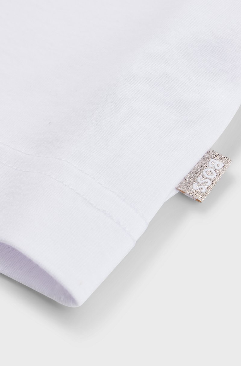 Hugo Boss Camiseta De Algodón Elástico Para Niños Con Logo Estampado Metalizado