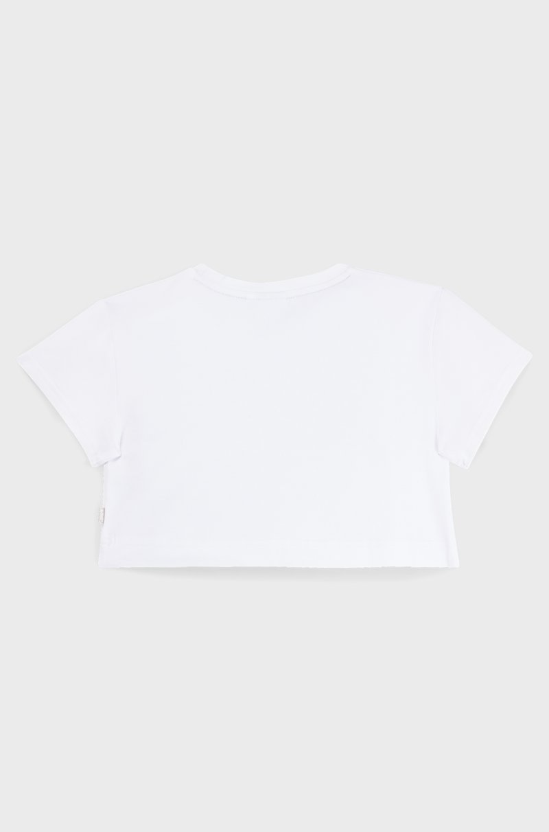 Hugo Boss Camiseta De Algodón Elástico Para Niños Con Logo Estampado Metalizado