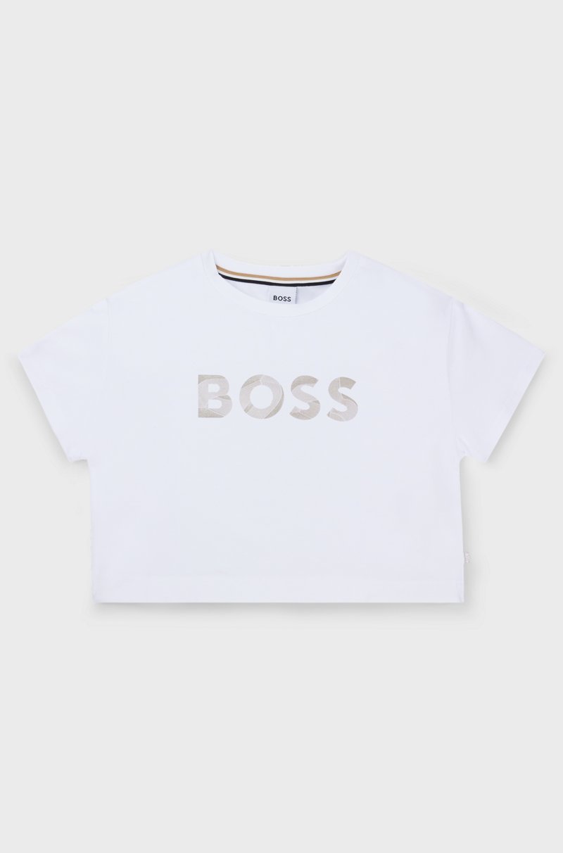 Hugo Boss Camiseta De Algodón Elástico Para Niños Con Logo Estampado Metalizado