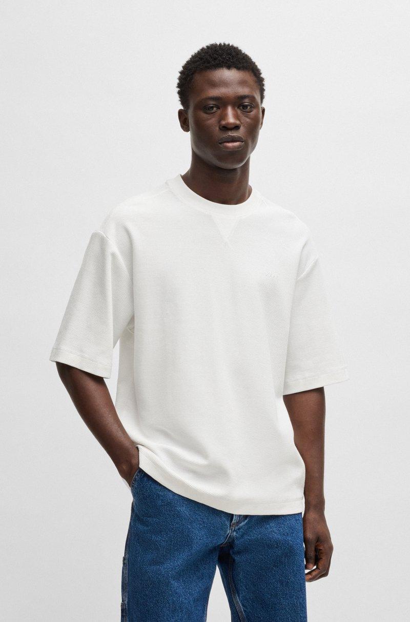 Hugo Boss Camiseta de algodón gofrado con logo bordado
