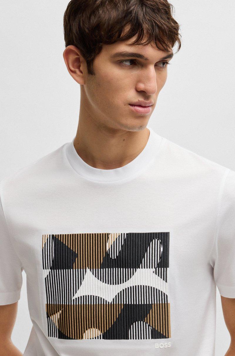 Hugo Boss Camiseta De Algodón Mercerizado Con Ilustración De La Marca