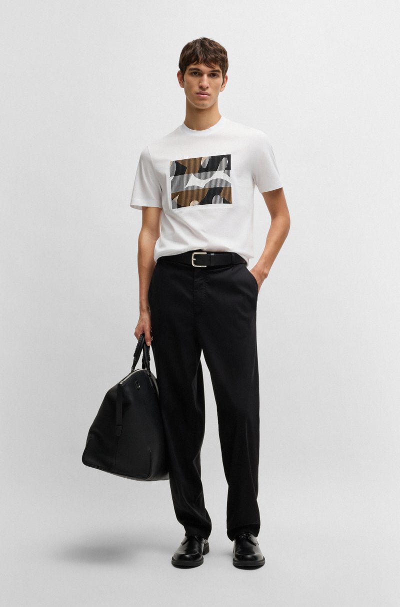 Hugo Boss Camiseta De Algodón Mercerizado Con Ilustración De La Marca