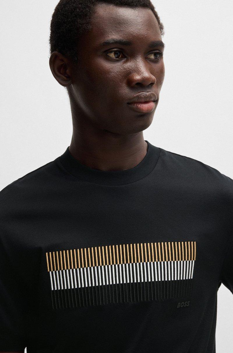 Hugo Boss Camiseta De Algodón Mercerizado Con Ilustración De La Marca