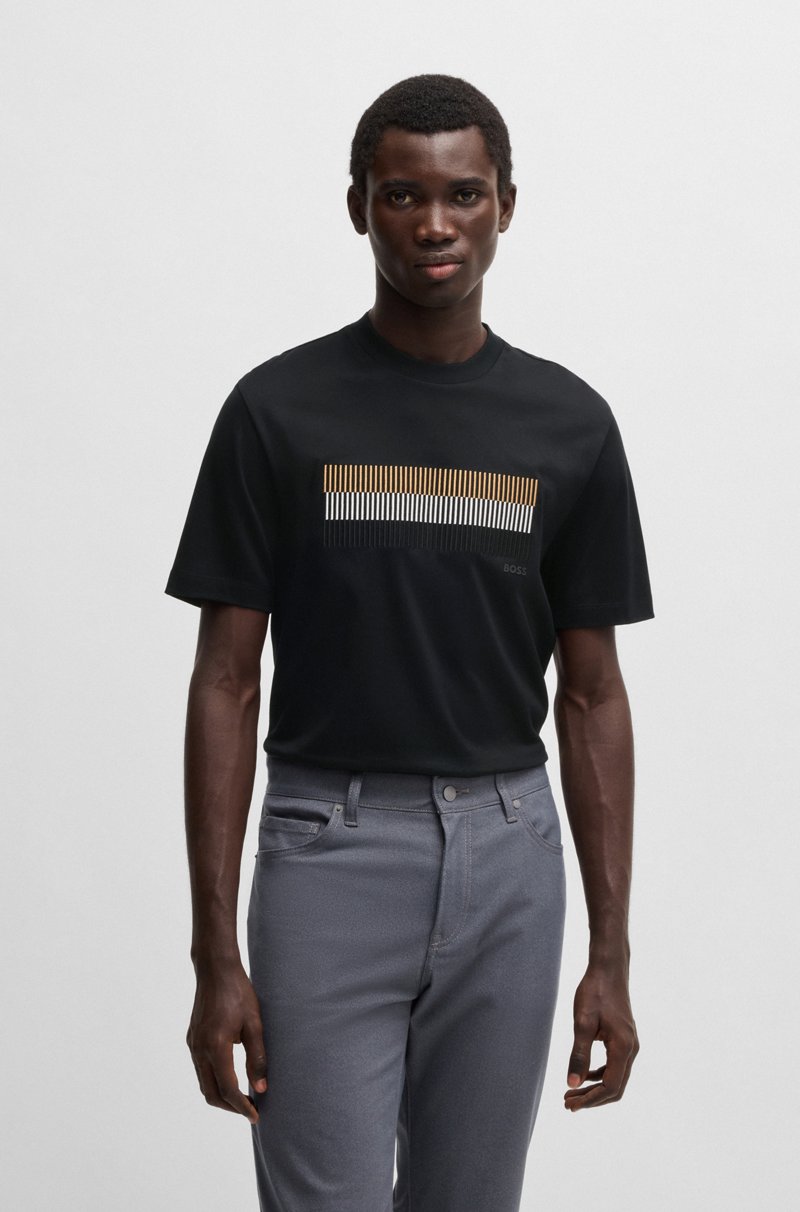 Hugo Boss Camiseta de algodón mercerizado con ilustración de la marca