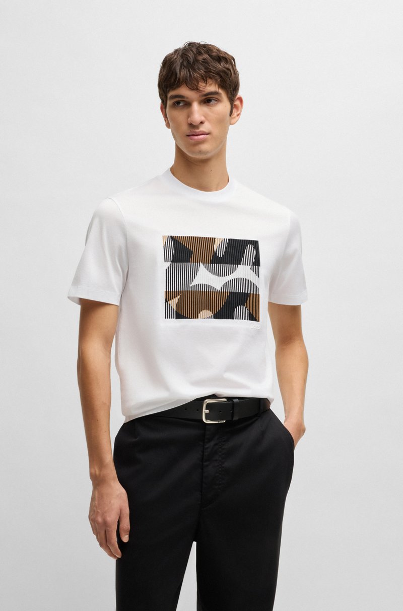 Hugo Boss Camiseta de algodón mercerizado con ilustración de la marca