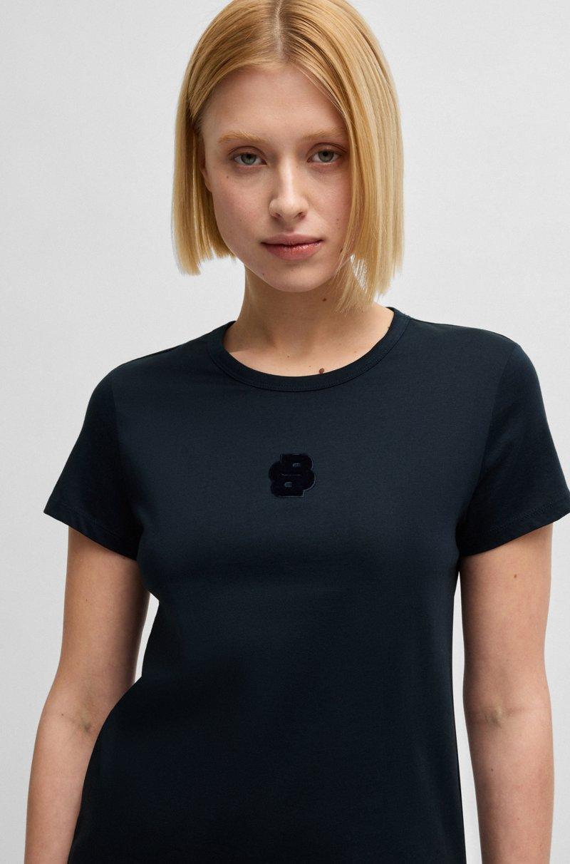 Hugo Boss Camiseta De Algodón Mercerizado Con Monograma Double B