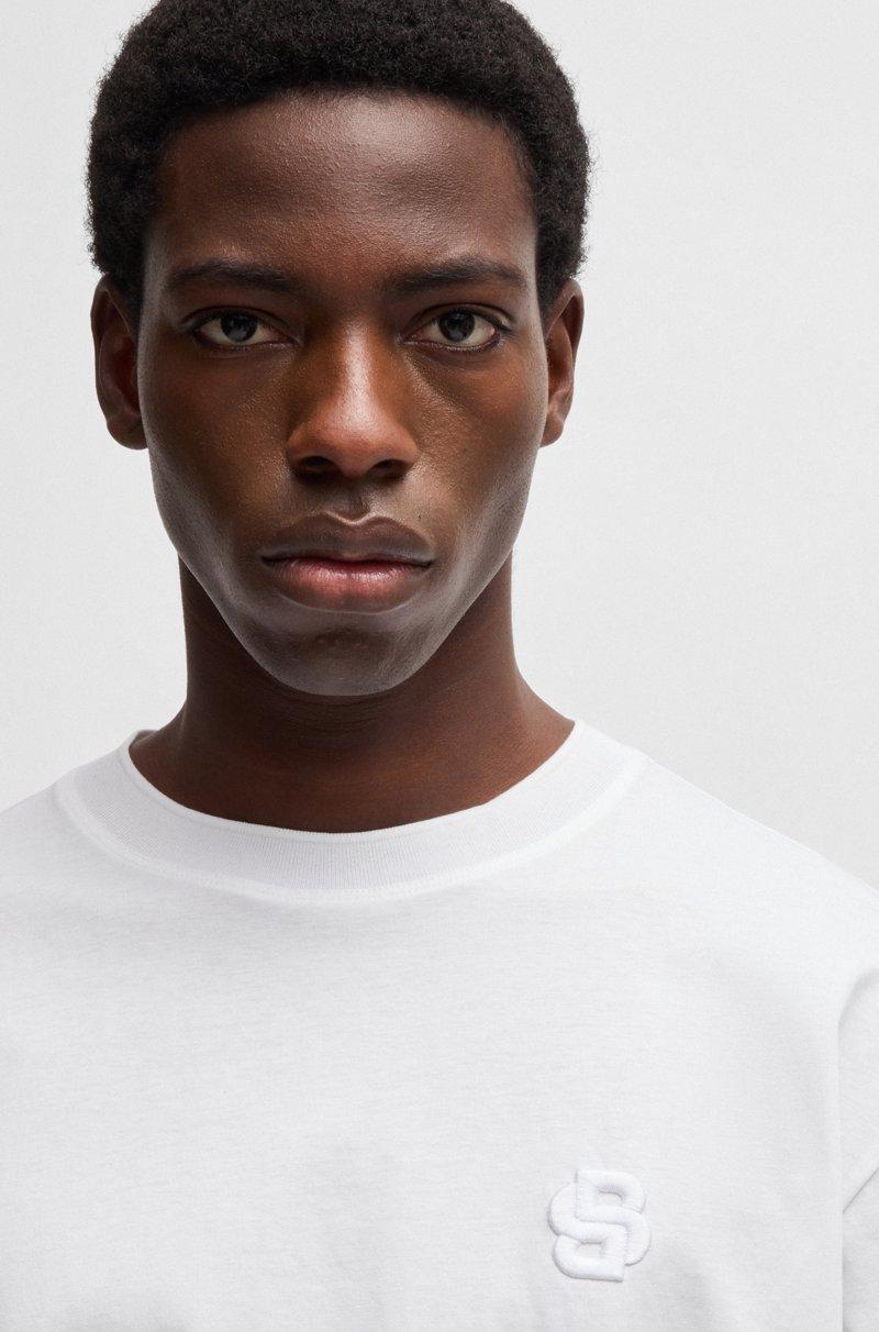 Hugo Boss Camiseta De Algodón Mercerizado Con Monograma Double B