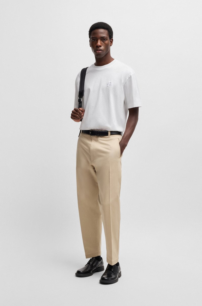 Hugo Boss Camiseta De Algodón Mercerizado Con Monograma Double B